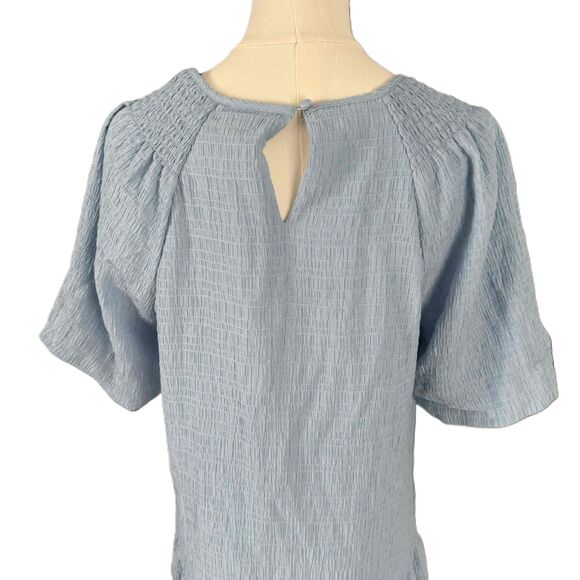 NWT Steve Madden Blue Short Sleeve Gathered Neckline Tiered Skirt Abrah Dress M - Picture 5 of 15